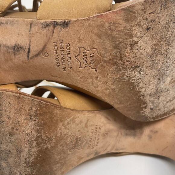 Matt Bernson Miro Heel Sandal Tan Leather Lace-up Front Closure size 9 - Picture 11 of 11